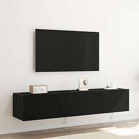 vidaXL TV-väggskåp med LED-lampor 2 st Svart ek 80x35x31 cm