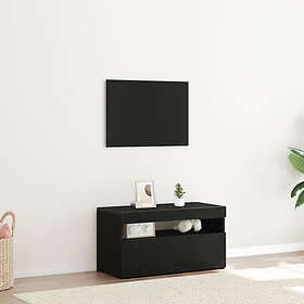 vidaXL TV-bänk med LED-lampor Svart Ek 75x35x40 cm Tillverkad av trä