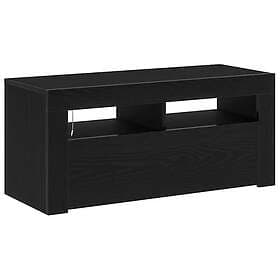 vidaXL TV-bänk med LED Svart Ek 90x35x40 cm Konstruerat trä
