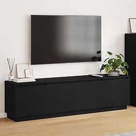 vidaXL TV-bänk med LED Svart Ek 180x38x49 cm Konstruerat trä