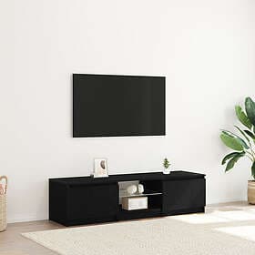 vidaXL TV-bänk med LED-lampor, Svart Ek, 140x40x35,5 cm, Konstruerat trä
