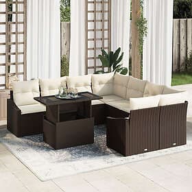 vidaXL Garden Sofa Set 9 pcs Brown Rattan Garden Sofa