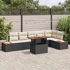 vidaXL Lounge Set 7 Pieces Beige Poly Rattan 4-seater Outdoor Sofa