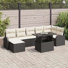 vidaXL Lounge Set 8 Pieces with Cushions Black Poly Rattan