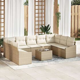 vidaXL Garden sofa set 10-piece cream rattan garden dining set