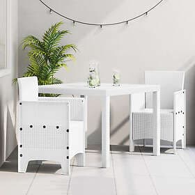vidaXL Bistro Set 3 Pieces White Rattan Poly 3378682