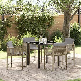 vidaXL Lounge Set 5 Pieces with Cushions Beige Poly Rattan