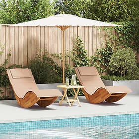vidaXL Solstol Set om 2 Trä Beige och tyg Stor Ergonomisk 3329136