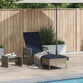 vidaXL Sunlounger Grey PE Rattan 157 x 55 x 92 cm Foldable 365431