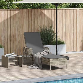 vidaXL Sunlounger Light Grey PE Rattan 157 x 55 x 92 cm Foldable 365430