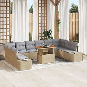 vidaXL Trädgårdsoffaset Set om 11 Grå Rattan Utomhusmatbord 3350014