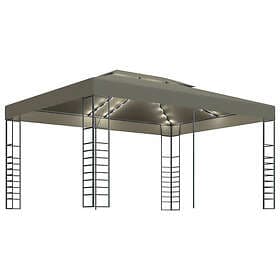 vidaXL Paviljong med ljusslinga LED 3x4 m taupe 3070310