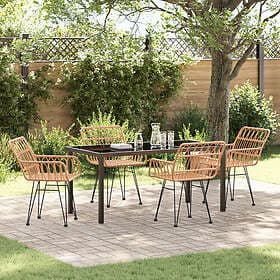vidaXL Garden Dining Set 5 Pieces Brown Poly-rattan