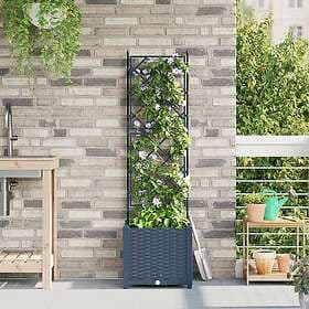 vidaXL Garden Planter with Trellis Grey 40x40x143 cm