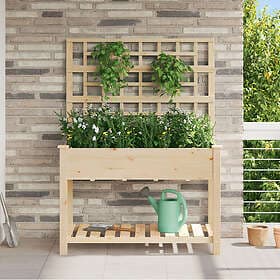 vidaXL Trädgårdsplanterare med spaljé och hylla 115x59x152 cm i massivt furu