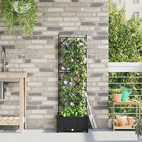 vidaXL Trädgårdsplanterare med Trellis Svart 40x40x125.5 cm