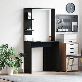 vidaXL Datorbord i svart ek Svart ek Massivt trä, MDF Kompakt