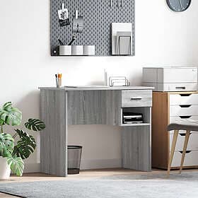 vidaXL Skrivbord med Förvaring Grå Sonoma 90x49.5x75 cm Konstruerat Trä
