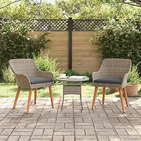 vidaXL Lounge Set 2 Pieces with Cushions Black Poly Rattan