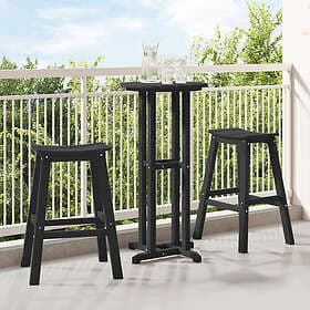 vidaXL 3-delat trädgårdsbar set svart HDPE barbord 55x55x107 cm barstolar 2 st