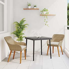 vidaXL Lounge Set 3 Pieces Beige Poly Rattan