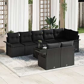 vidaXL 9-delars trädgårdssofa set med kuddar Beige Polyrotting