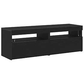 vidaXL TV Stand with LED lights 2 pcs Black Oak 60x35x40 cm engineered wood