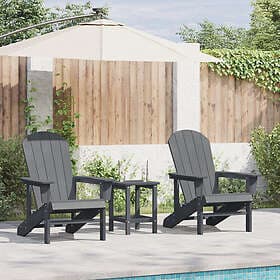 vidaXL Adirondack Chairs 2 pcs Light Gray 74x82x90cm HDPE
