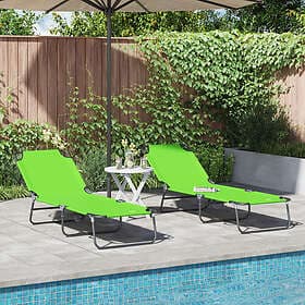 vidaXL Sunlounger 2 pcs foldable portable green 600D Oxford fabric