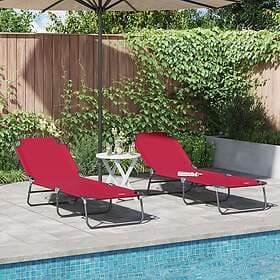 vidaXL Folding Sunlounger 2 pcs Red Portable 600D Oxford Fabric