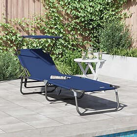 vidaXL Hopfällbar Solstol med Tak 600D Blå Oxford Tyg 42003128
