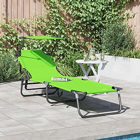 vidaXL Hopfällbar solstol med tak Grön 600D Oxford tyg 42003132