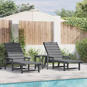 vidaXL Sunlounger 2 pcs Light Grey HDPE