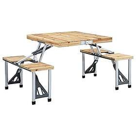 vidaXL Hopfällbart campingbord med 4 sitsar stål aluminium 47687