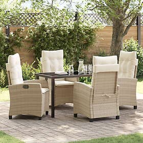 vidaXL 5-Piece Garden Set with Cushions Beige Poly Rattan