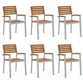 vidaXL Stapelbara Trädgårdsmöbler 6 pcs Solid Acacia and Metal