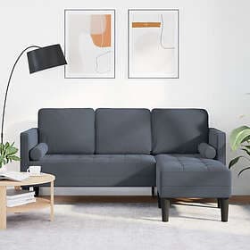 vidaXL 3-sits soffa med chaise L-format mörkgrå 160 cm sammet