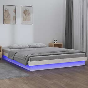 vidaXL Sängram LED vit 180x200 cm massivt trä