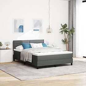 vidaXL Box Våningssäng med madrass & LED Mörkgrå 140x190 cm Tyg