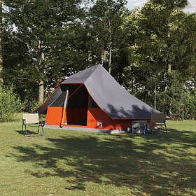 vidaXL Familjetält Tipi Grå och Orange 10-Person Vattentät