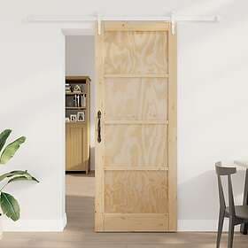 vidaXL Skjutdörr med beslag 83x211 cm Massivt tallträ