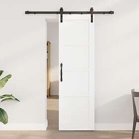 vidaXL Skjutdörr med Hårdvarusats Vit 61x198.5 cm Massiv Trä Furu