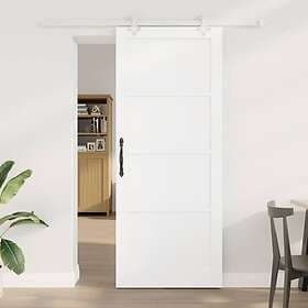 vidaXL Skjutdörr med beslag Set Vit 86x211 cm Massiv Furu