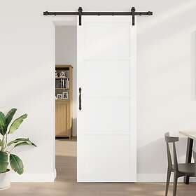 vidaXL Skjutdörr med hårdvarusats Vit 83x232 cm Massiv trä Pine