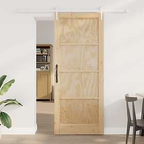 vidaXL Skjutdörr med Beslag Set 86x211 cm Massiv Trä Furu
