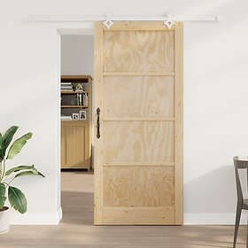 vidaXL skjutdörr med hårdvaruset 93x211 cm i massivt tallträ