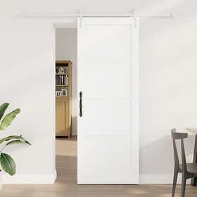 vidaXL skjutdörr med beslagset vit 78x211 cm massiv trä furu