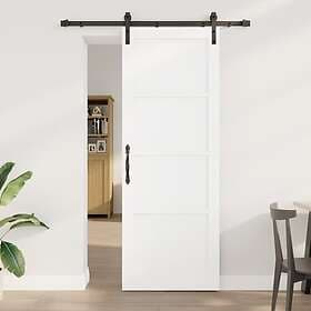 vidaXL Skjutdörr med beslagset Vit 78x211 cm Solid Furu