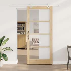 vidaXL skjutdörr med hårdvaruset 93x211 cm massivt trä tall