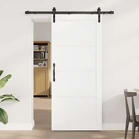 vidaXL Skjutdörr med beslag set Vit 86x198.5 cm Massiv furu